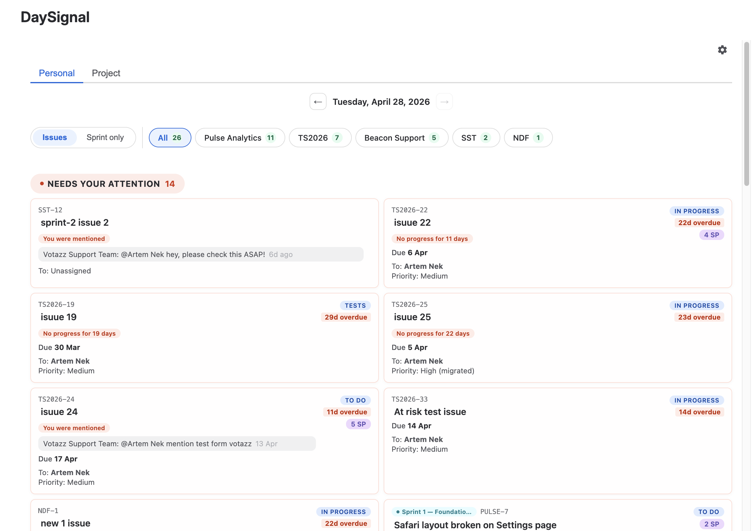 DaySignal Personal mode — daily digest in Jira