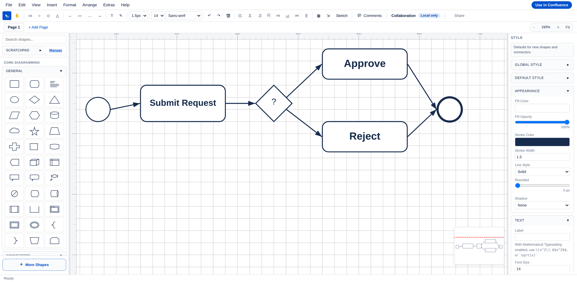 BPMN process diagram in Diagram.now