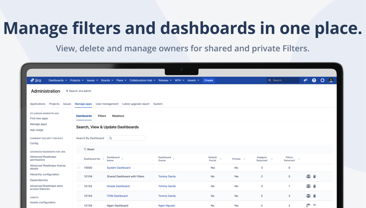 Filter Dashboard Manager Overview